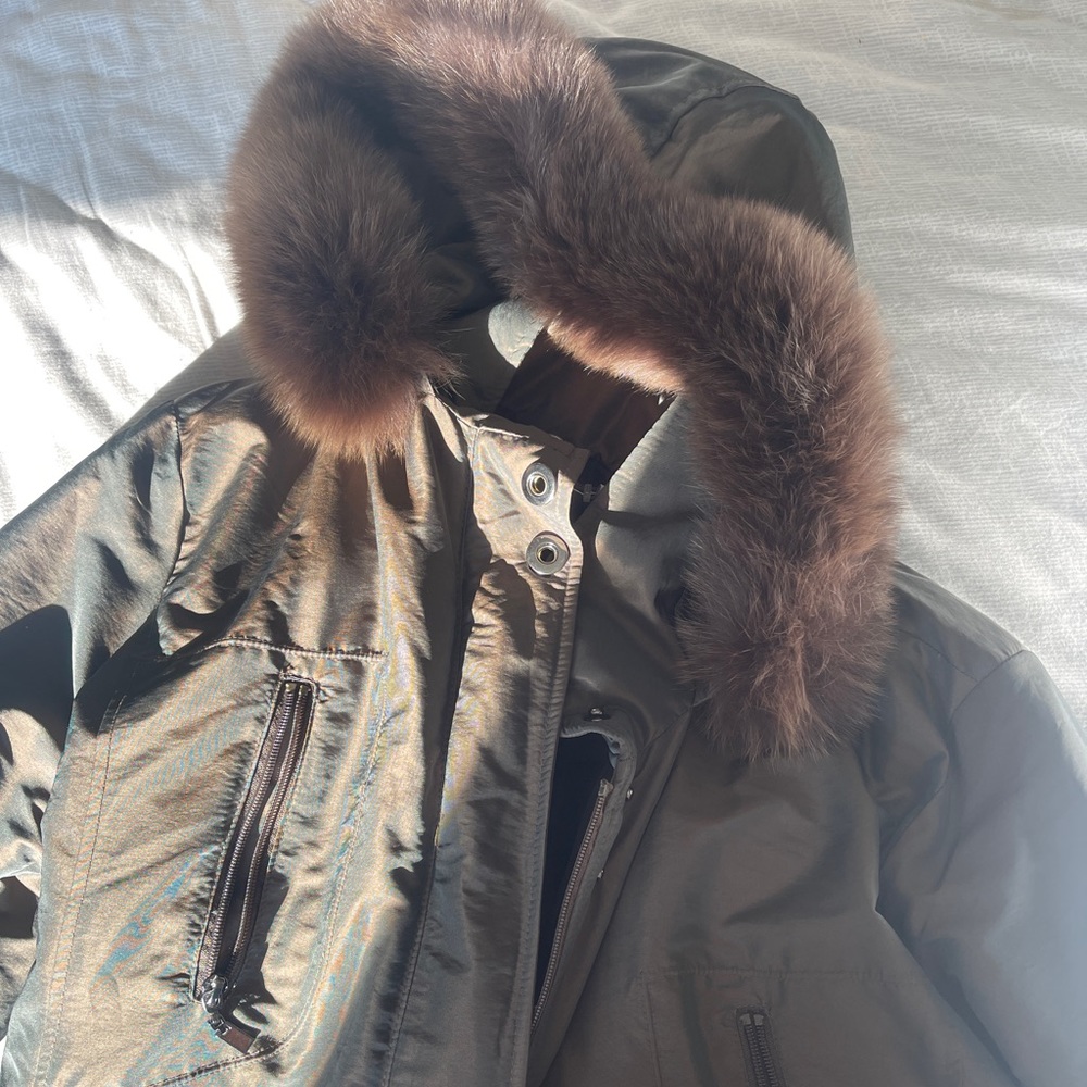 Pendleton real fox fur trim coat